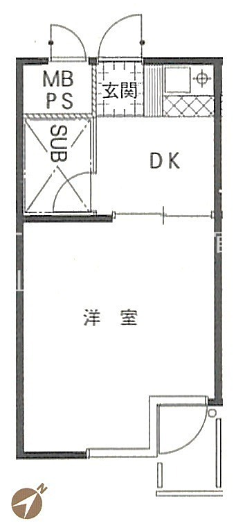 フェルテシモ祐天寺 南東向きの１Kタイプ