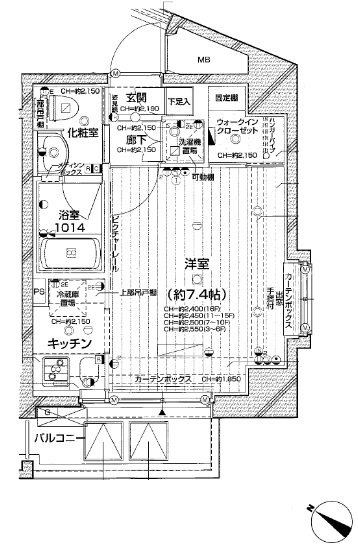 パレステュディオ新宿都庁前 洋室７．４畳